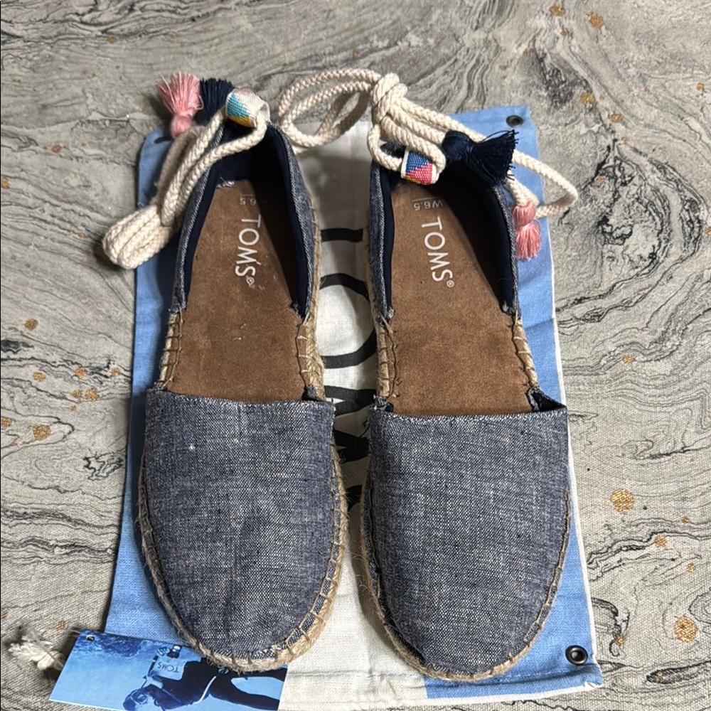 TOMS Blue Espadrille Flats
